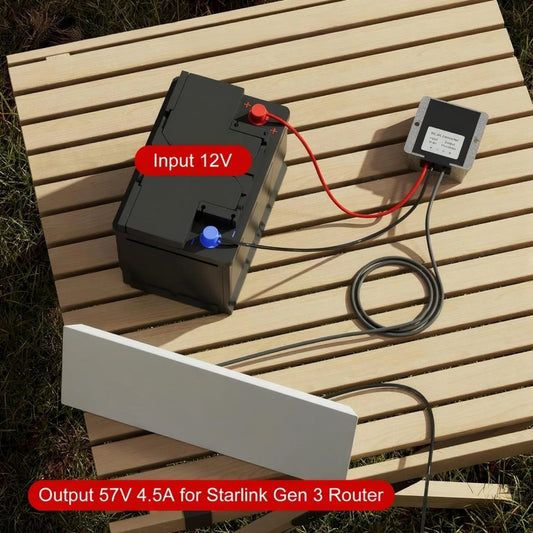 Starlink Gen 3 Direct DC Power Supply by Tesery, 12V/24V to 57V, compact power adapter for satellite internet systems