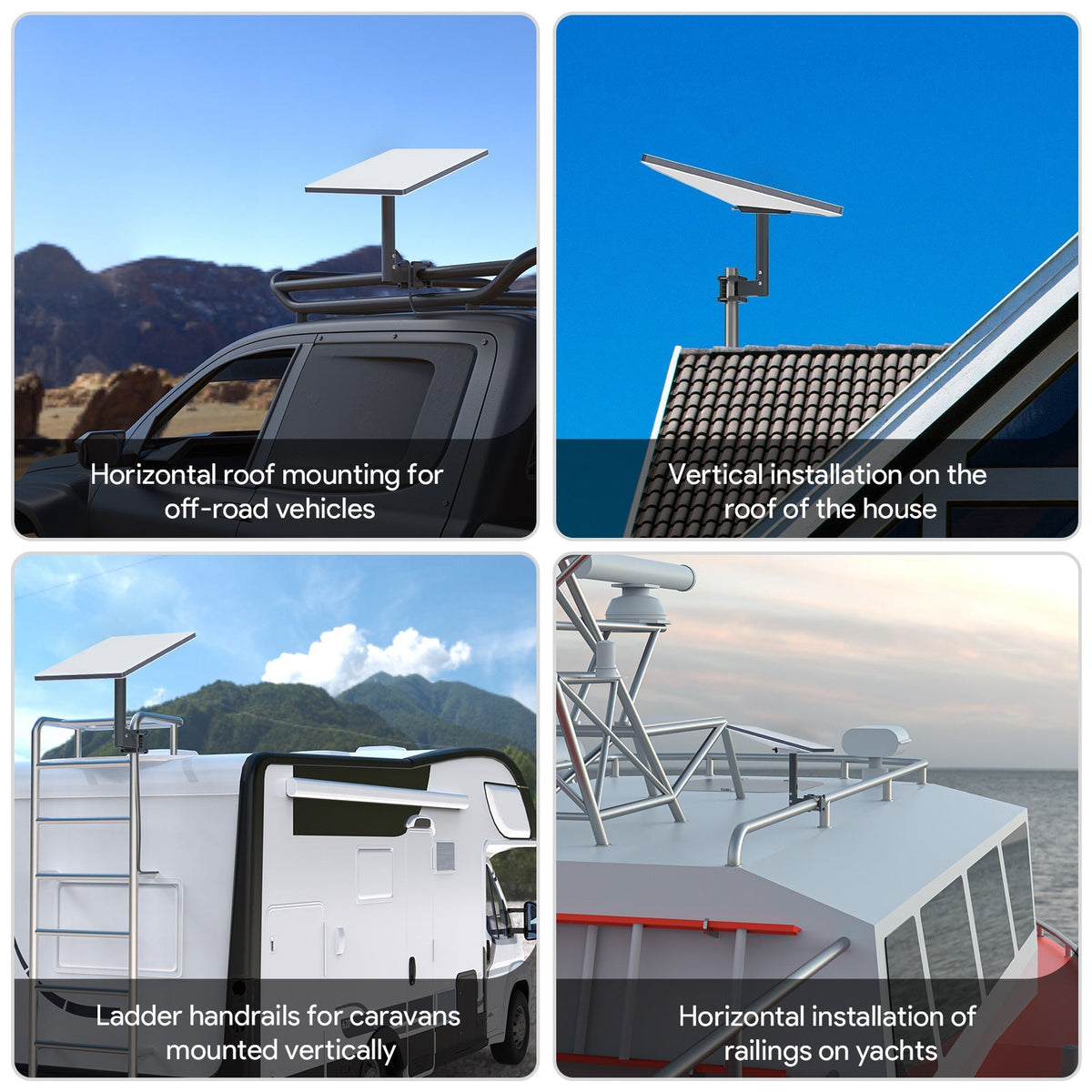 Starlink Mini Pole Clamp Mount with dual mounting brackets by Tesery, designed for secure satellite dish installation on poles.
