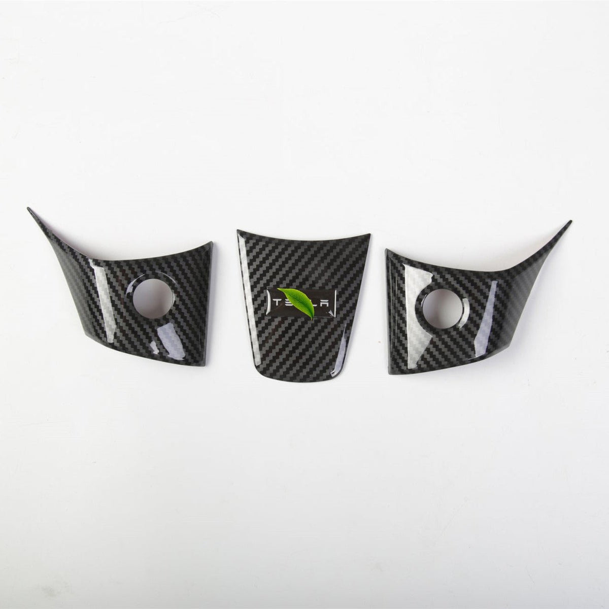 Tesla Model 3 and Y steering wheel cover patch by Tesery, showing a textured black steering wheel cover for 2017-2025 models.