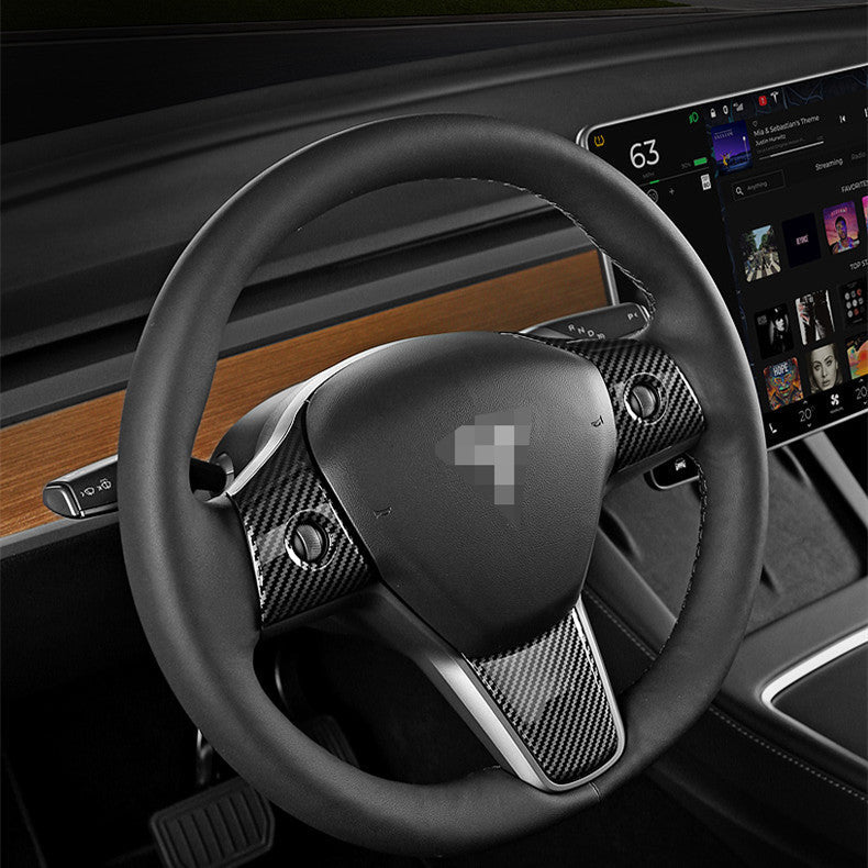 Tesla Model 3 and Y steering wheel cover patch, black leather steering wheel cover for Tesla 2017-2025, Tesery brand