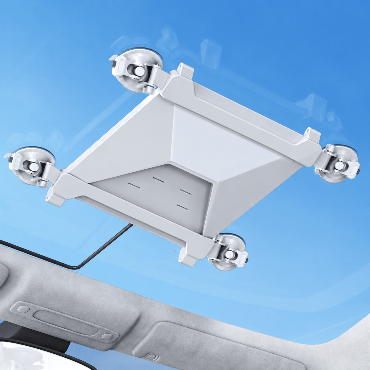 Tesla Suction Cup Mount for Starlink Mini, adjustable holder with strong suction, ideal for secure outdoor satellite dish installation.