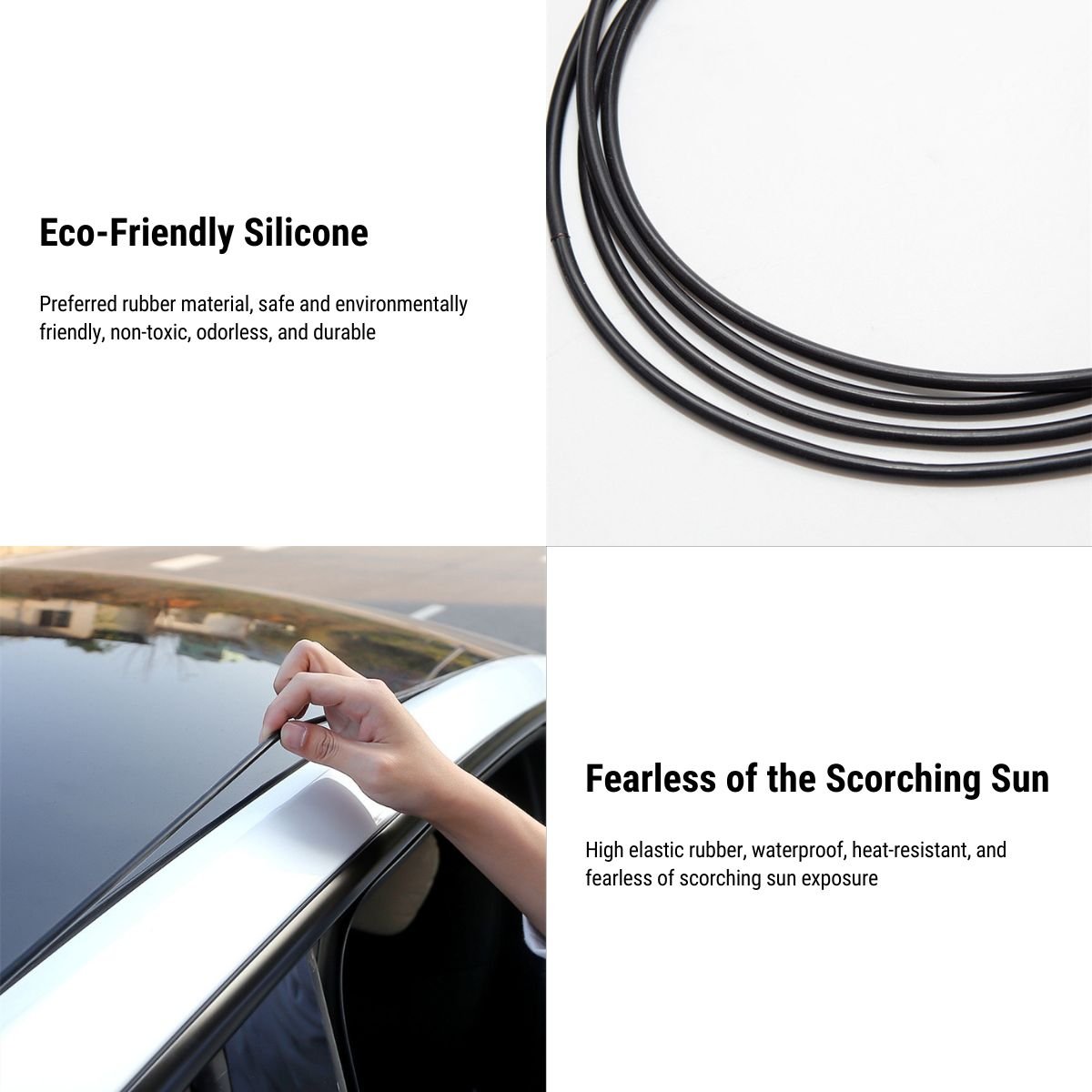 Tesla Model 3 sunroof rubber seal wind noise reduction kit by Tesery, a protective cover with easy snap-in installation.