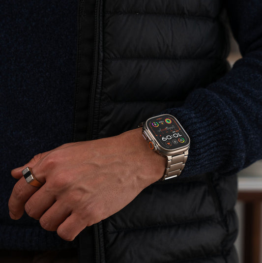 Robust Titanium Band T01 showing a sleek, polished titanium ring with a smooth finish, designed for durable style and comfort.