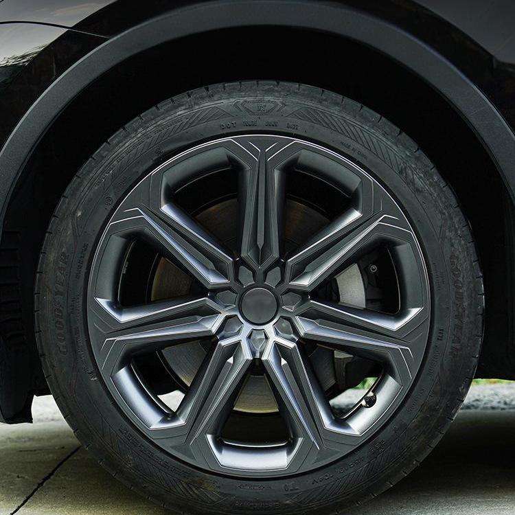 Set of four Tesery 19" Mister ABS wheel covers for Tesla Model Y in two colors, featuring aerodynamic design and quality craftsmanship.