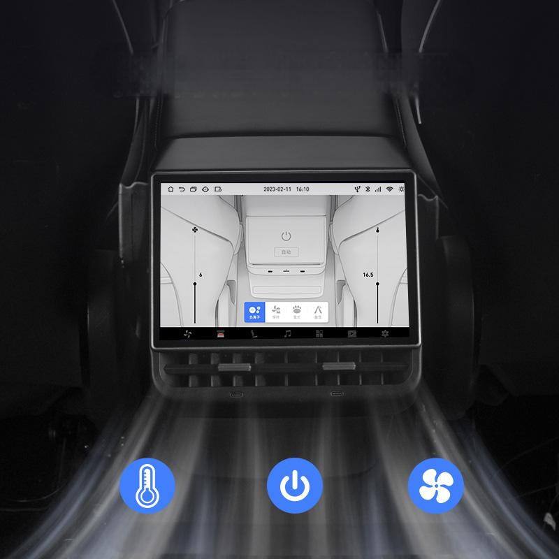 TESERY 8.66-inch Android rear entertainment display screen for Tesla Model Y and 3 dashboard entertainment system.