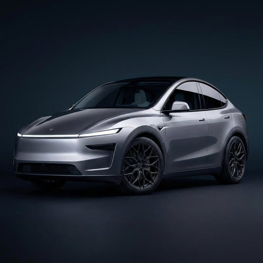 Tesla Model 3/Y/S with TESERY Apex Spider-Y forged wheels, showcasing sleek, lightweight alloy wheels for retrofitting Tesla vehicles.