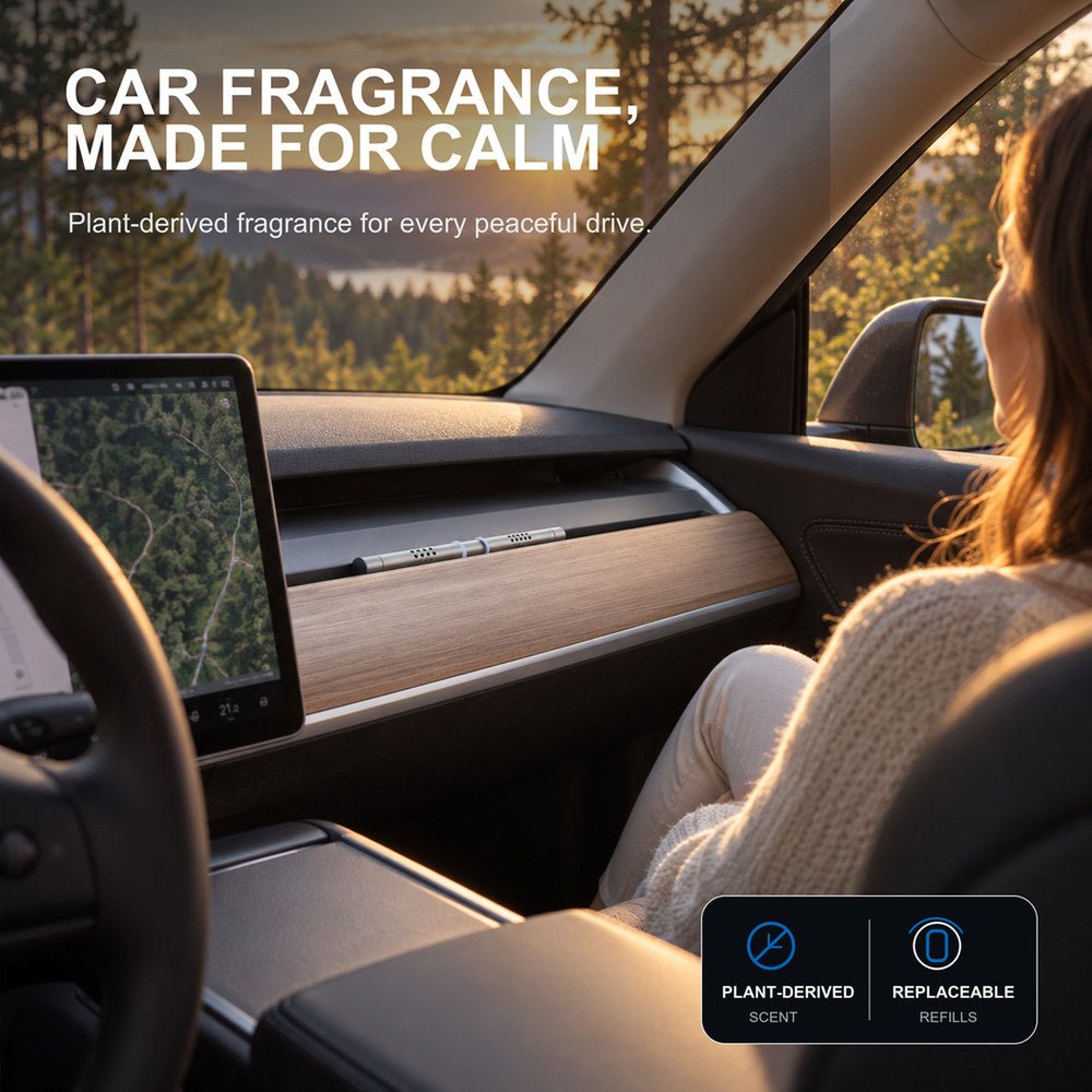 Tesery Car Fragrance Stick for Tesla Model 3 and Y, aromatherapy diffuser in a sleek design for vehicle interior.