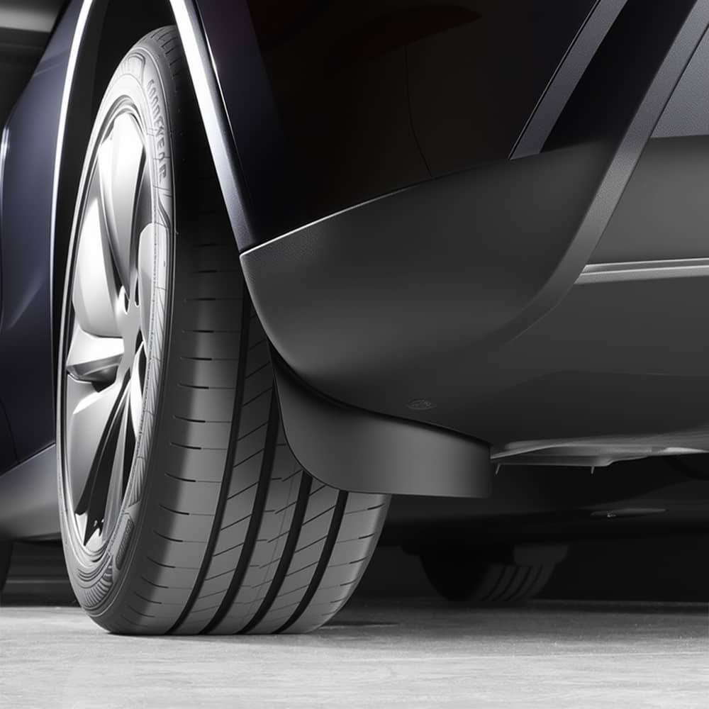 Tesla Model Y Juniper mud flaps by TESERY, invisible protection mud guards, durable and custom-fit for Model Y vehicles.