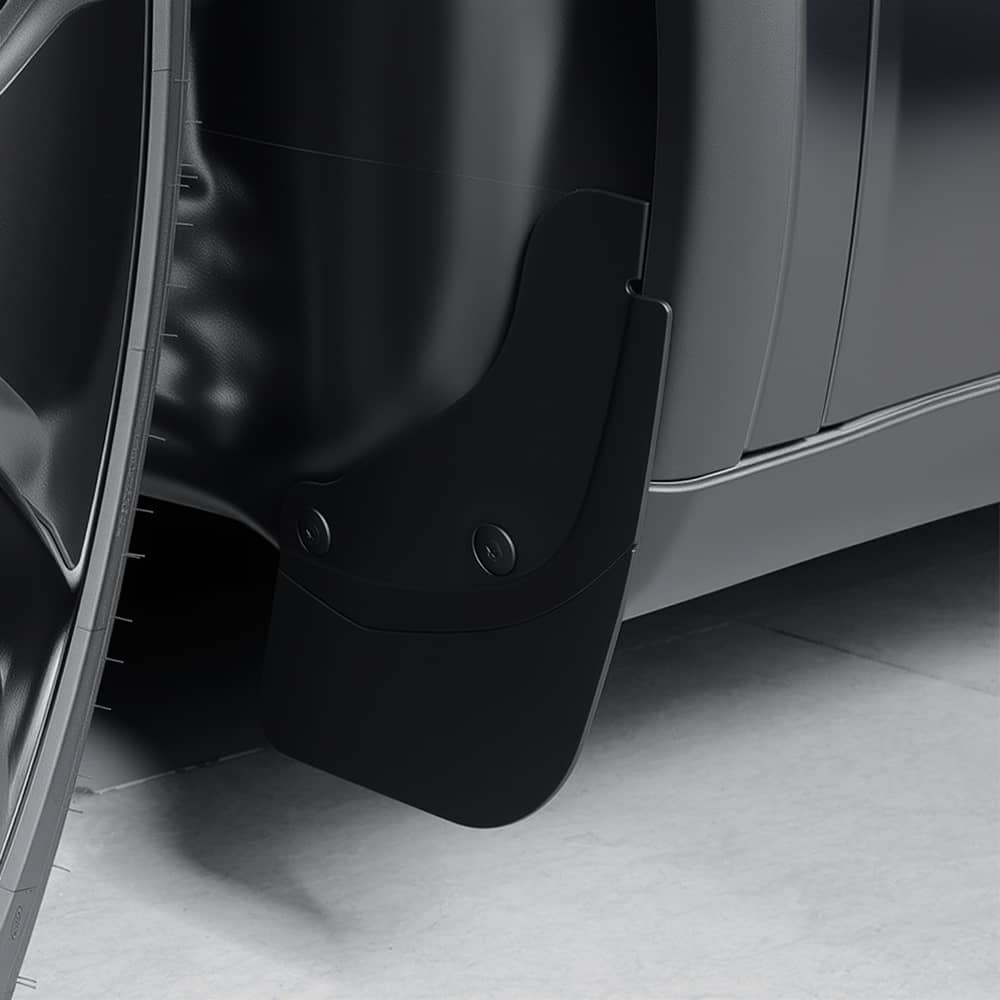 Tesla Model Y Juniper mud flaps by Tesery Official Store, invisible protective mud guards for Model Y vehicles.