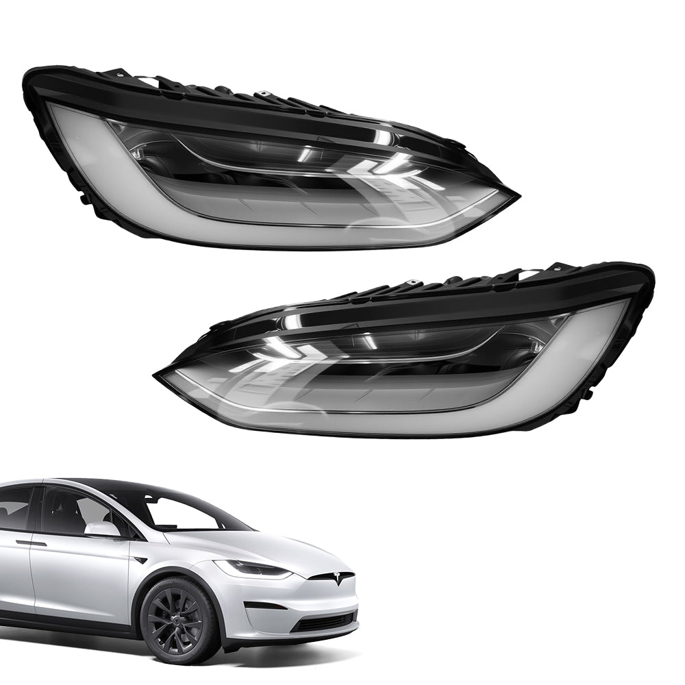 TESERY LED headlight replacement for Tesla Model X (2016-2023) showing the sleek LED light assembly for vehicle lighting.