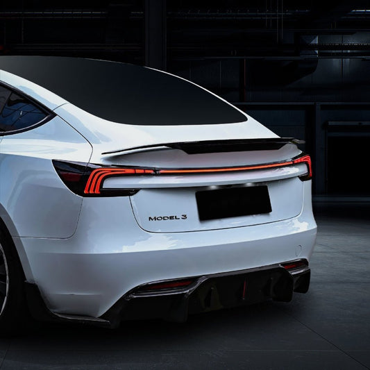 TESERY Starlink full-width strip taillight for Tesla Model 3 Highland, featuring sleek LED design and clear lens.