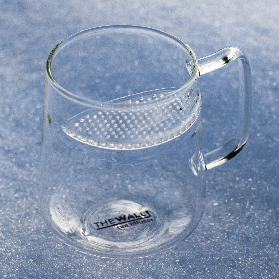 Nepal Tea The WALL® Tea Infuser in stainless steel with mesh basket for brewing loose leaf tea.