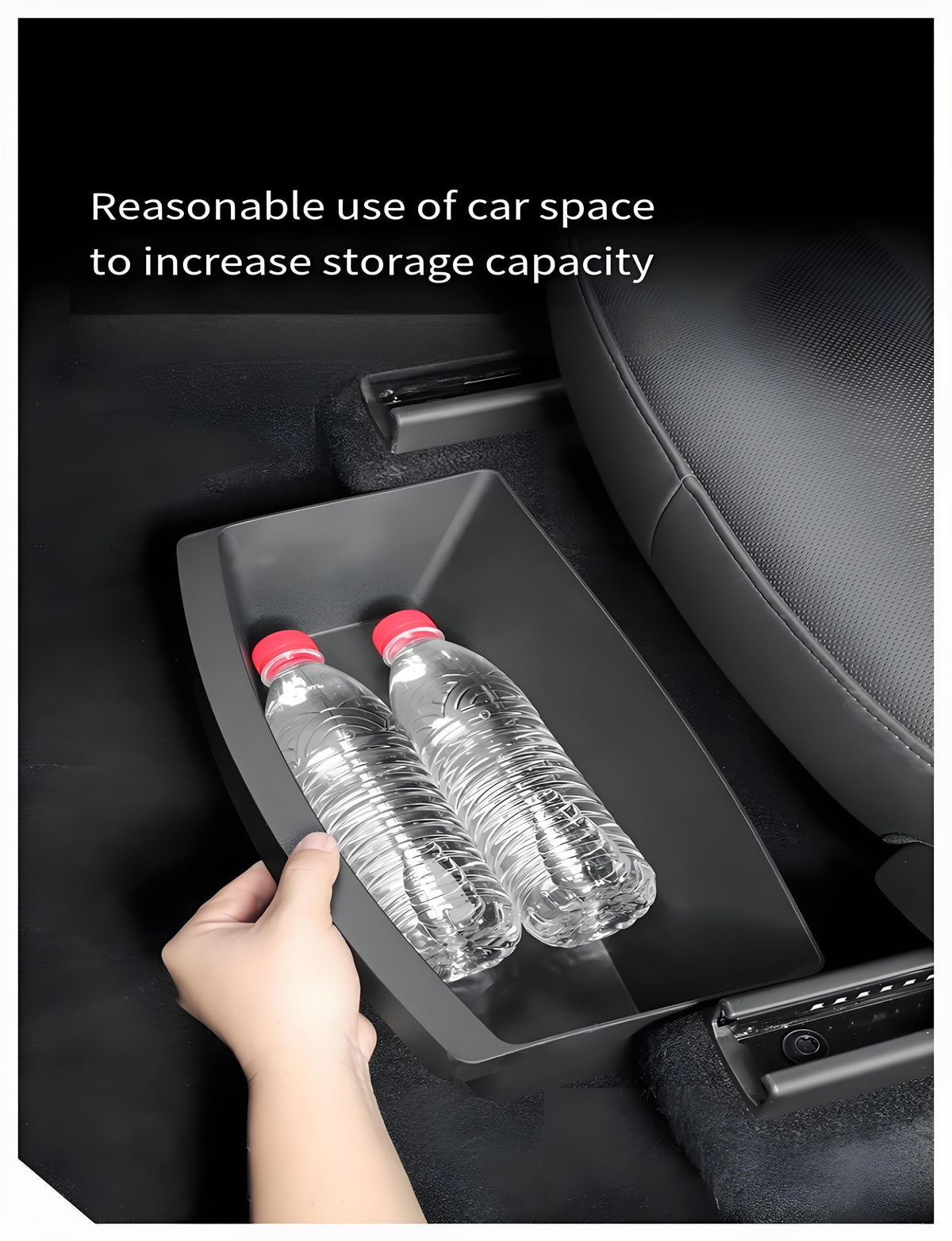 TPE Under Seat Storage Box for Tesla Model Y Juniper color, designed by Tesery, fits under the seat for organized storage