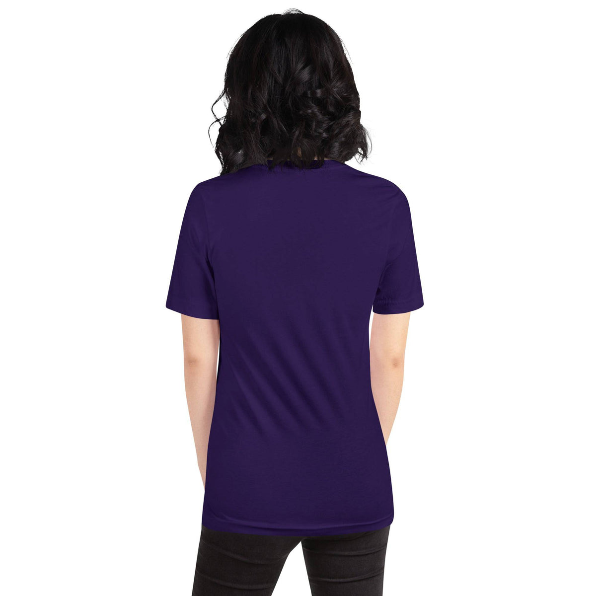 Unisex purple T-shirt from Darn Good Yarn with "Yarn is My Love Language" printed on the back, casual style and comfortable fit.