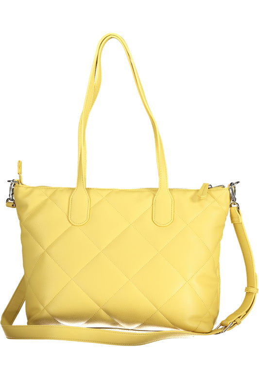 Yellow Valentino women's Borse bag with sleek design and gold accents, showing the stylish interior and elegant exterior.