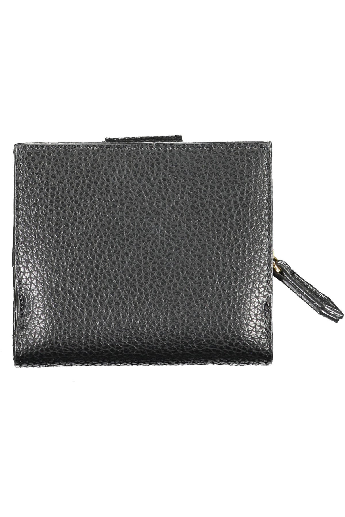 Black Valentino women's wallet with sleek leather design, featuring multiple card slots and a compact, stylish appearance.