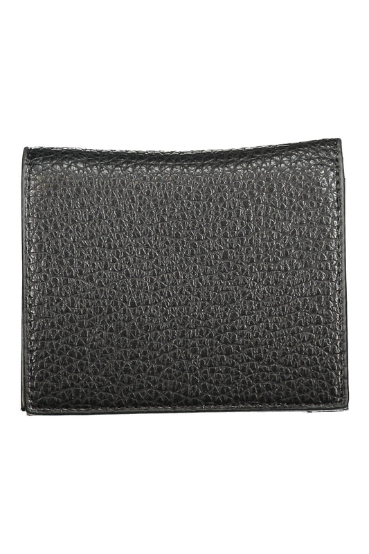 Black Valentino women's wallet with sleek leather design and Valentino branding, featuring a compact, elegant portafogli style.