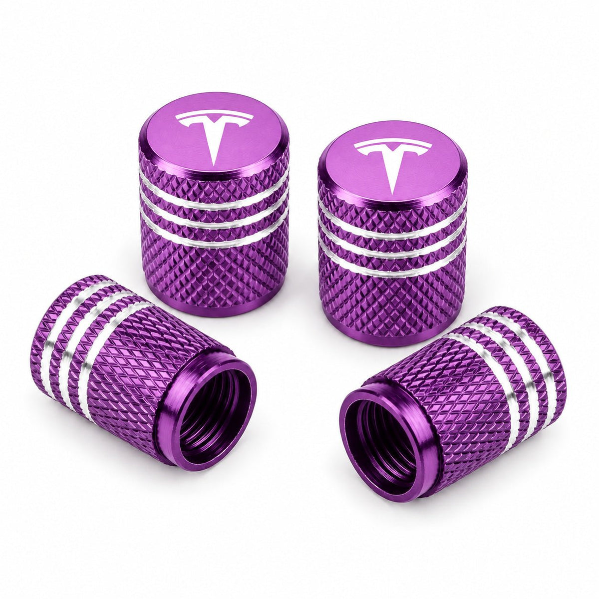 Set of four Tesla valve stem caps for Model 3, Y, S, X 2017 and newer, wheel accessories by Tesery Official Store.