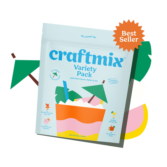 Assorted Craftmix beverage variety pack with multiple drink flavors displayed in colorful packaging.