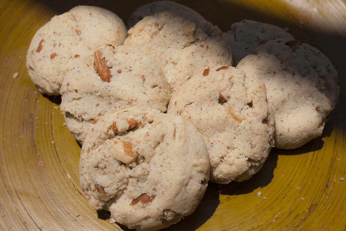 Vegin' Out Extra Vegan Cookies on a plate, showcasing crispy, golden-brown vegan cookies with chocolate chips, perfect for snacking.