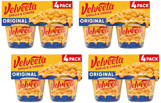 Velveeta Shells and Cheese mac and cheese in 8-cup pack, featuring creamy original flavor and easy snack or dinner sides.