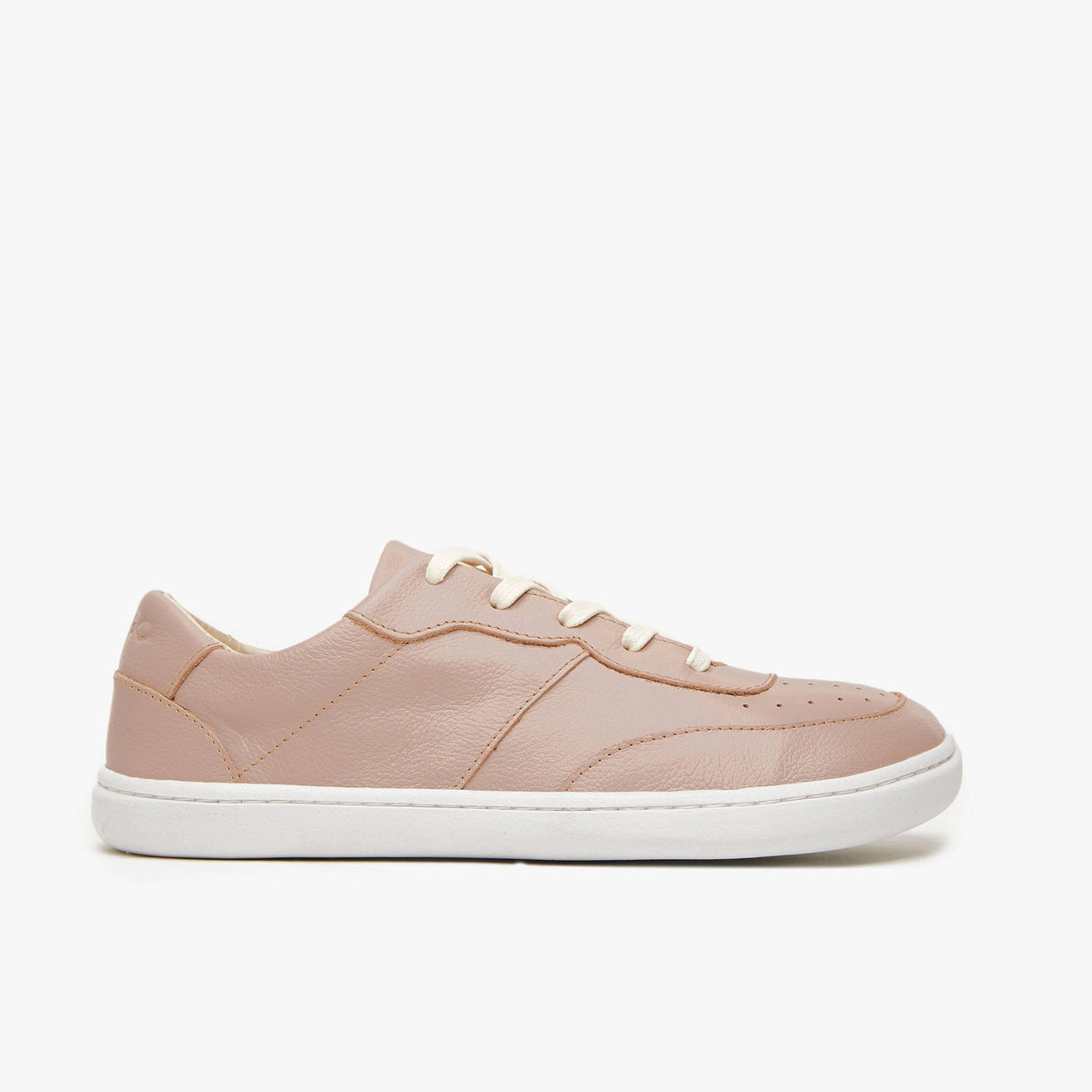 Pink leather retro women's barefoot shoe by Origo Shoes, featuring a natural leather upper and minimalist design.