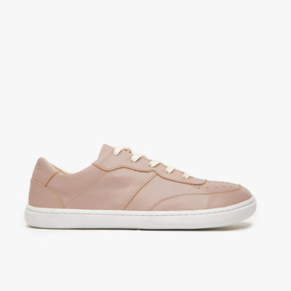 Pink leather retro women's barefoot shoe by Origo Shoes, featuring a natural leather upper and minimalist design.