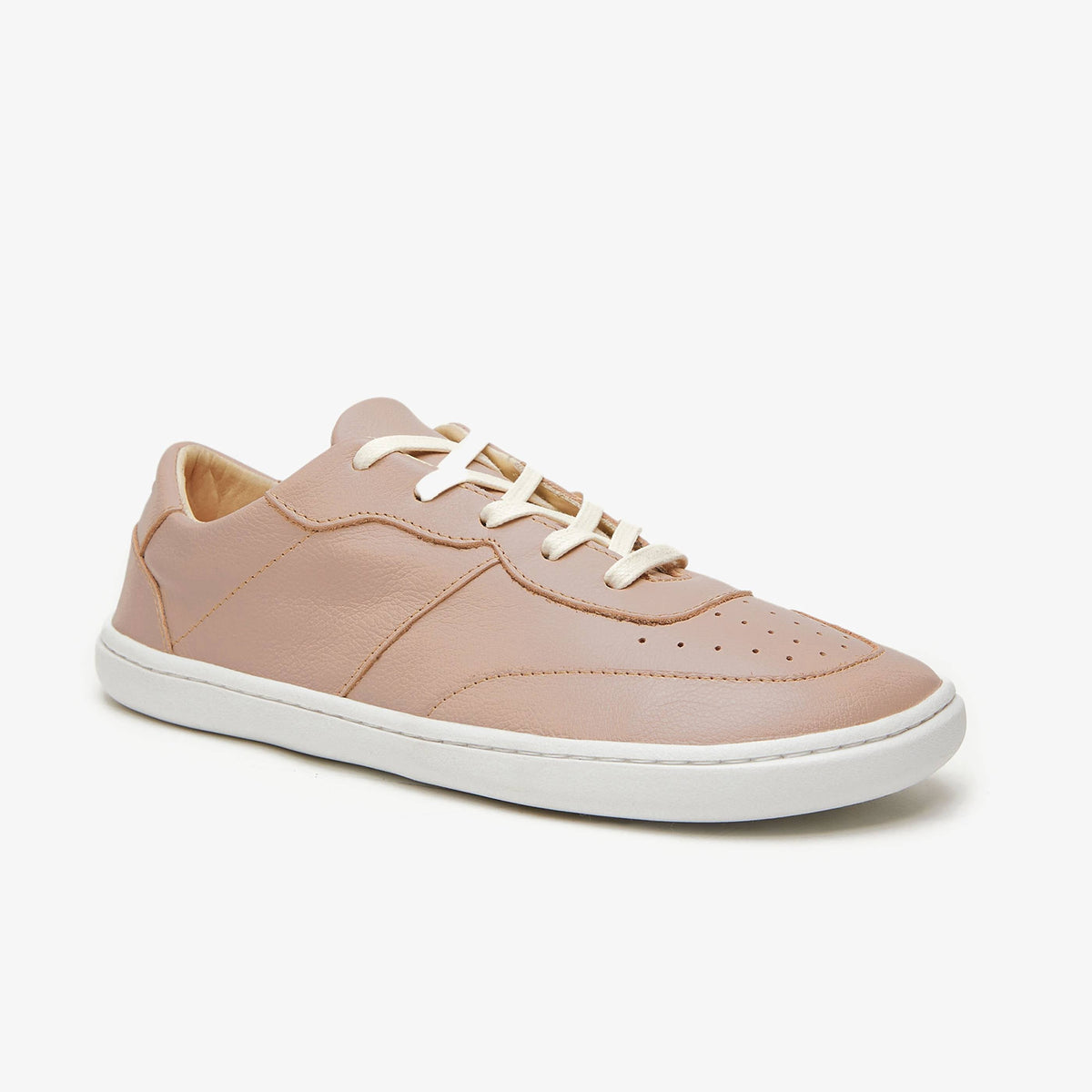 Pink retro-style barefoot shoes for women made of natural leather by Origo Shoes, featuring a comfortable open-toe design.