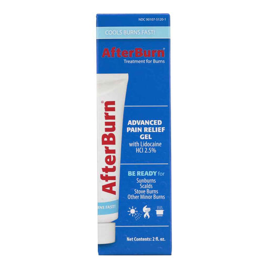 After Burn Tender's Gel in 2 oz tube, first aid burn relief product showing the front packaging.