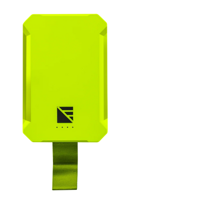 Dark Energy Poseidon Nano Power Bank in green, front view showing compact portable charger with sleek design and branding.