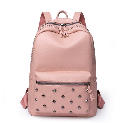 Women's designer anti-splash PU leather backpack by BACKUPMYFILESNOW®, featuring sleek black design and adjustable straps.
