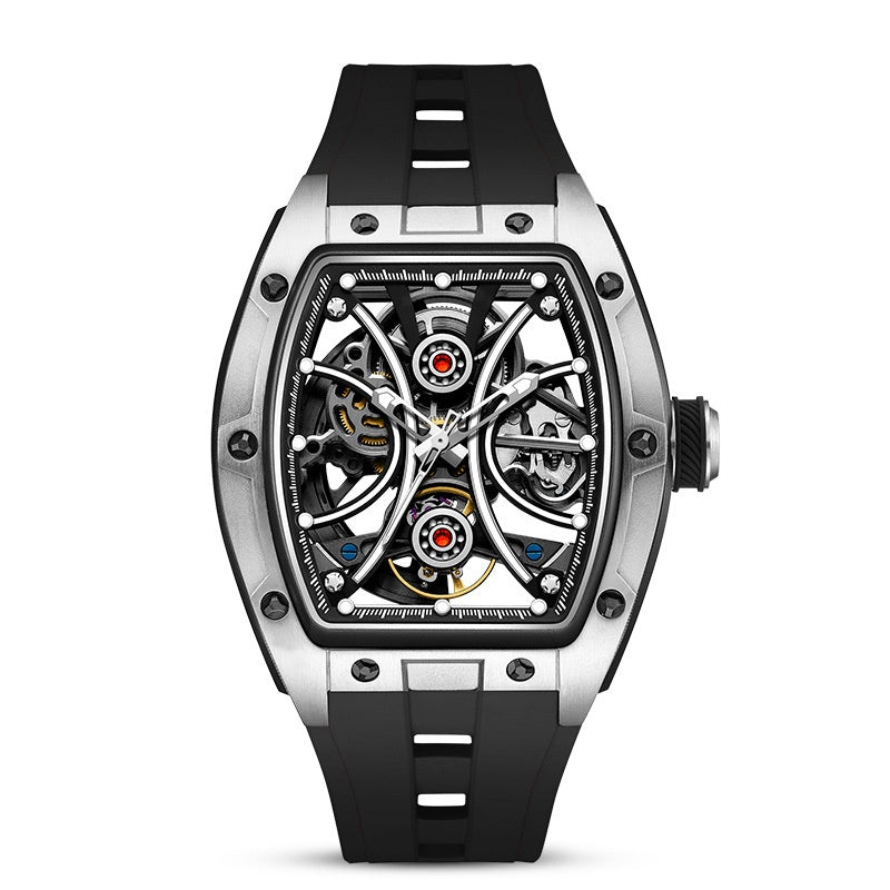 Waterproof luminous barrel men's watch with glow-in-the-dark hands and markers