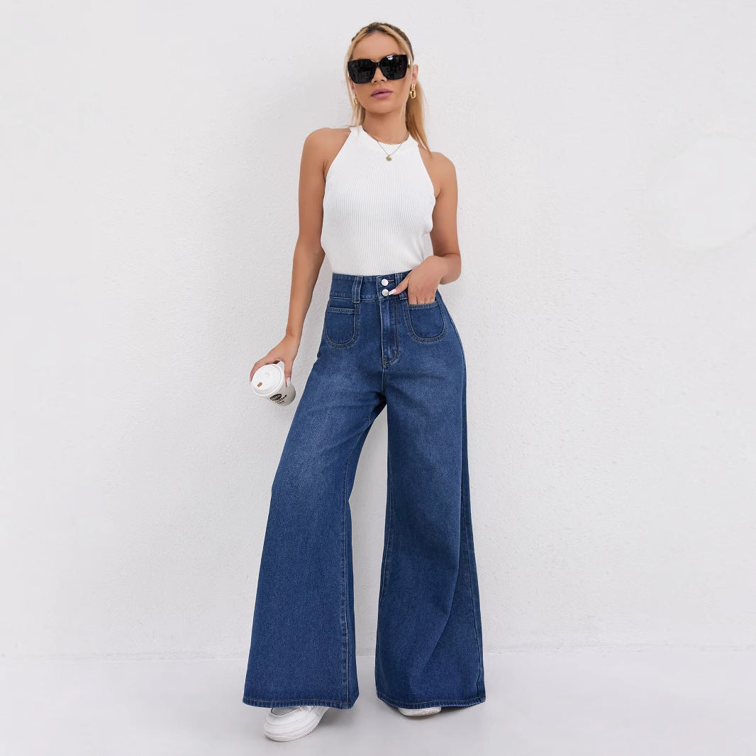 High-waisted floor-length flared pants in a sleek silhouette