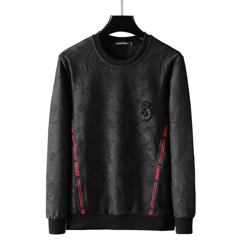 Men's Long-Sleeved Black Round Neck Sweater