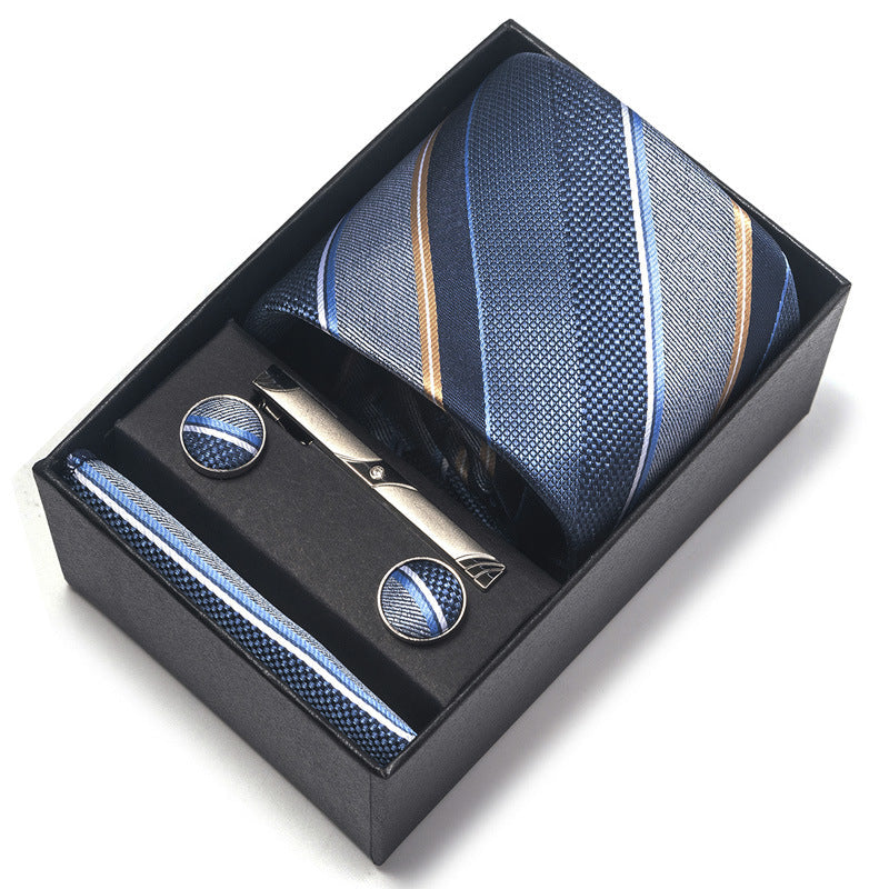 Men's polyester yarn-dyed jacquard formal tie with textured woven pattern