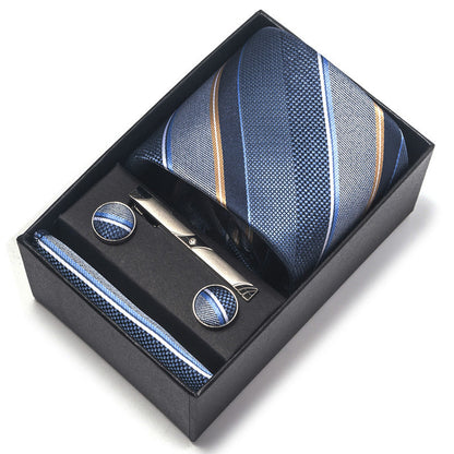 Men's polyester yarn-dyed jacquard formal tie with textured woven pattern
