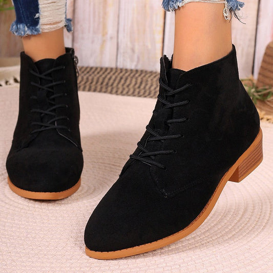 Women's suede short slim-fit boots by My Store in a sleek ankle-high design