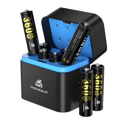 Homesuit PowerBoost AA 3600mWh Lithium Batteries with Quick Charger