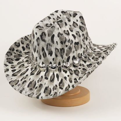 Unisex black leopard-print denim hat by My Store