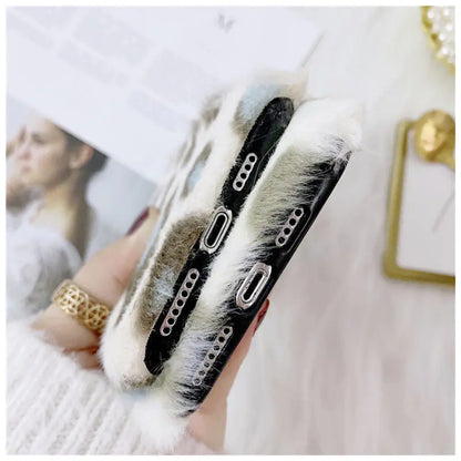 Luxury Leopard Winter Warm Plush Phone Case for iPhone