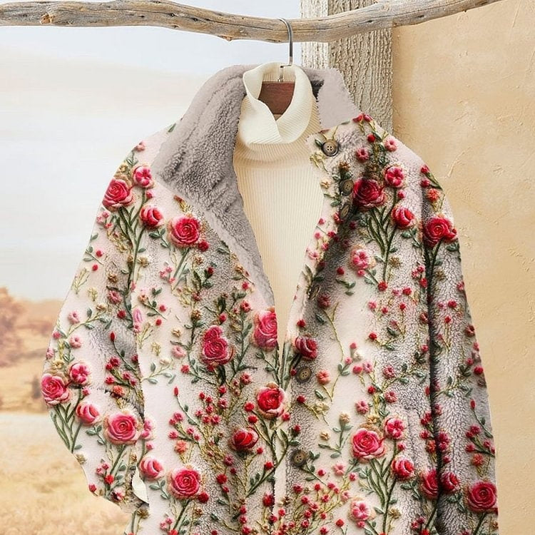 Women's 3D pattern flannel winter coat by My Store