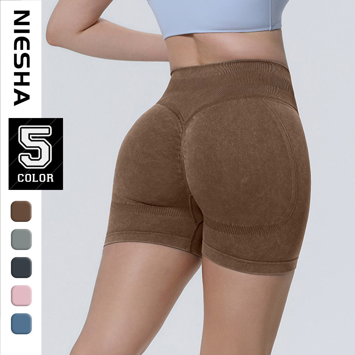 Seamless knitted sand-washed yoga shorts by My Store in a comfortable, form-fitting design