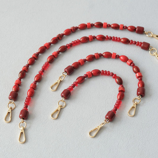 Red beaded chain crossbody lanyard bag accessory from My Store
