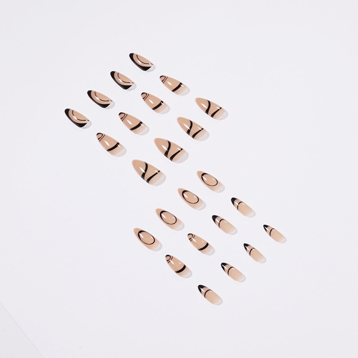 Nordic Wind simple nail patch line in minimalist style, close-up view