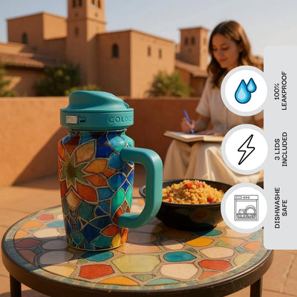Coldest Limitless Ultra V8 15oz stainless steel tumbler with lid, black finish, designed for hot and cold beverages.