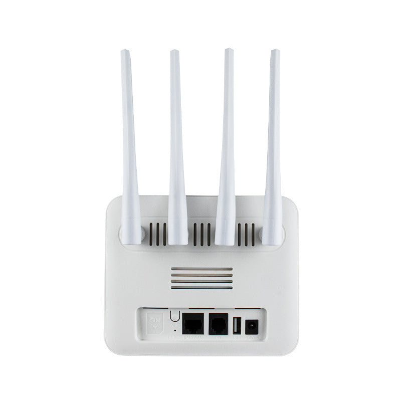 Dual-port wireless hotspot LTE router with compact black design and visible Ethernet ports