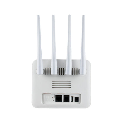 Dual-port wireless hotspot LTE router with compact black design and visible Ethernet ports