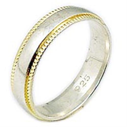 Alamode Gold and Rhodium 925 Sterling Silver ring with no stone, showcasing a sleek, polished band design.