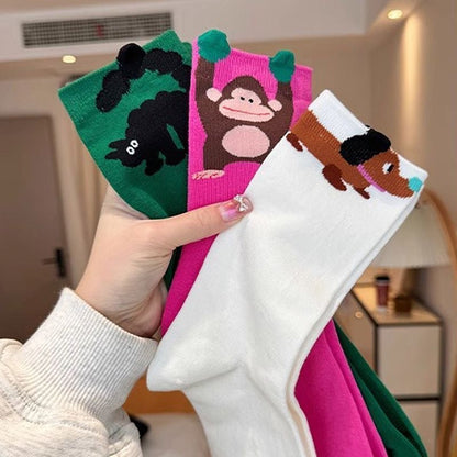 Trendy illustrated spring socks for women by My Store, colorful floral design on a light background