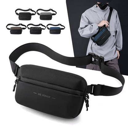 Wautton small fanny pack waist bag for women and men, shown in black, with adjustable strap, ideal for hiking, running, and travel.